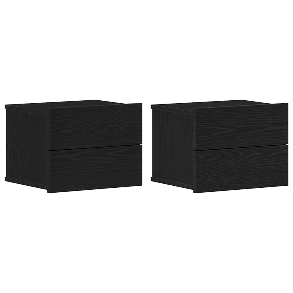 Nachtkastjes 2 St 40X30X30 Cm Bewerkt Hout Kleurig Zwart eiken