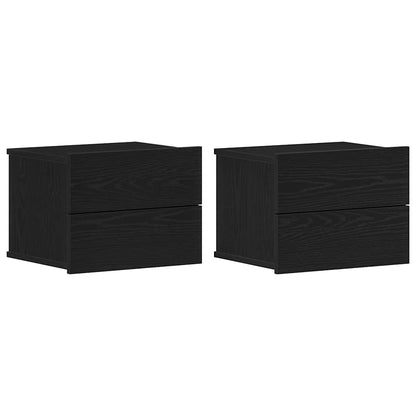 Nachtkastjes 2 St 40X30X30 Cm Bewerkt Hout Kleurig Zwart eiken