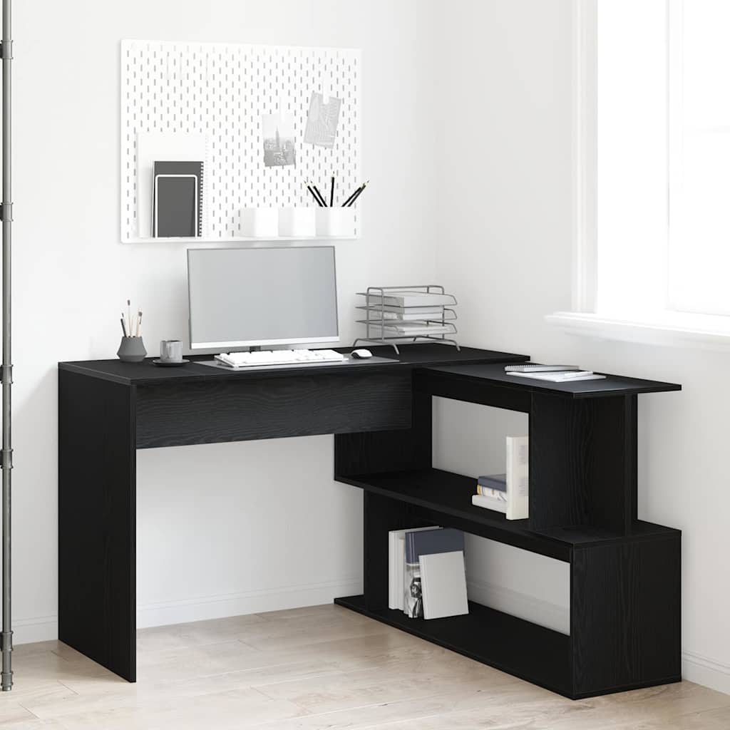 Bureau Zwart Eiken 200 x 50 x 76 cm Bewerkt hout