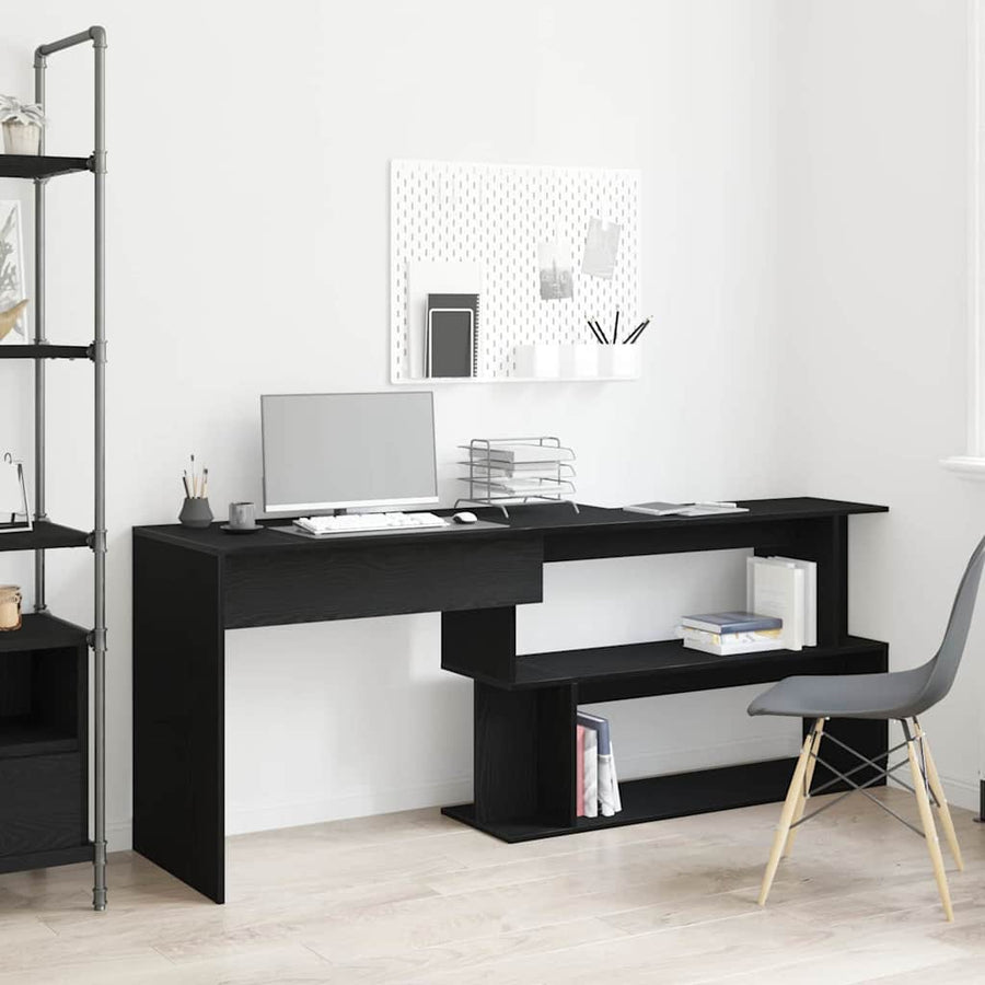 Bureau Zwart Eiken 200 x 50 x 76 cm Bewerkt hout