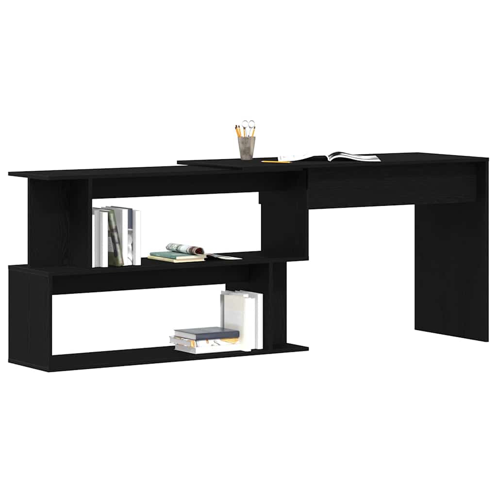 Bureau Zwart Eiken 200 x 50 x 76 cm Bewerkt hout