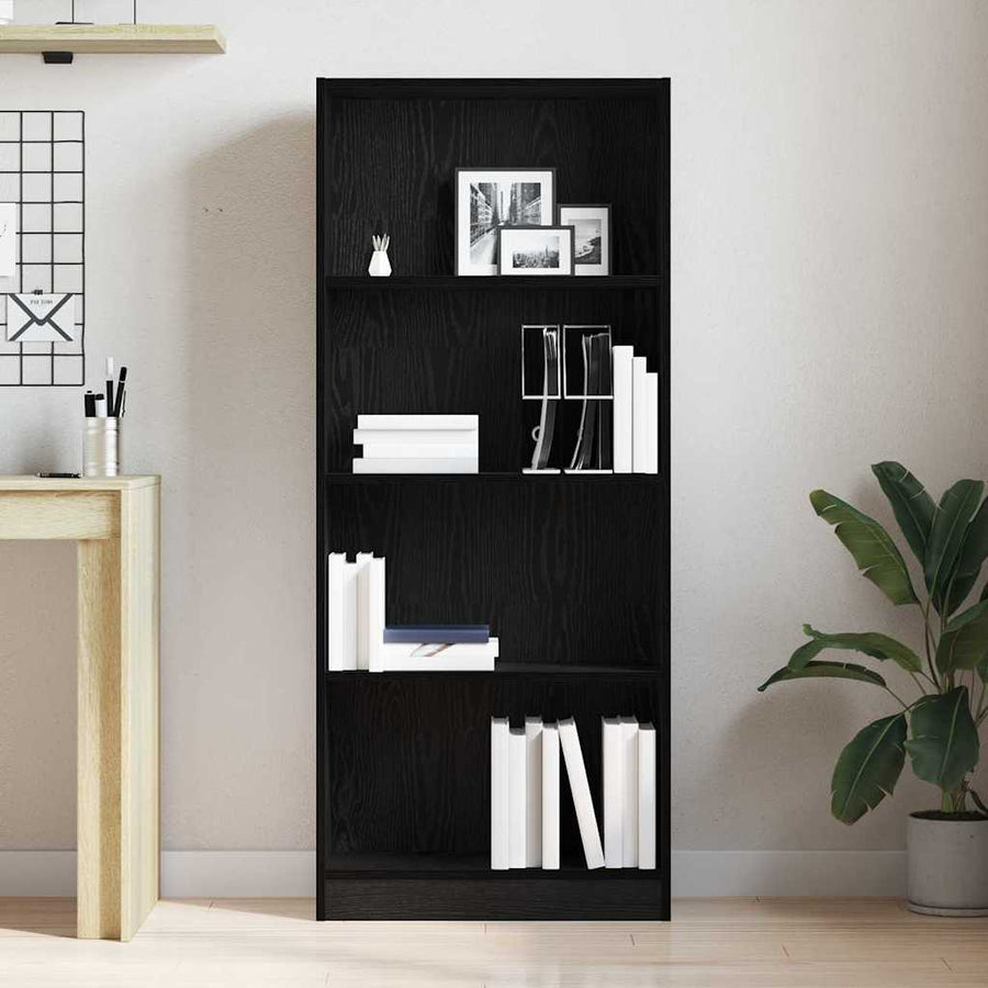 Boekenkast Zwart Eiken 60 x 24 x 143 cm Bewerkt hout