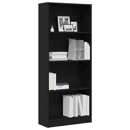 Boekenkast Zwart Eiken 60 x 24 x 143 cm Bewerkt hout