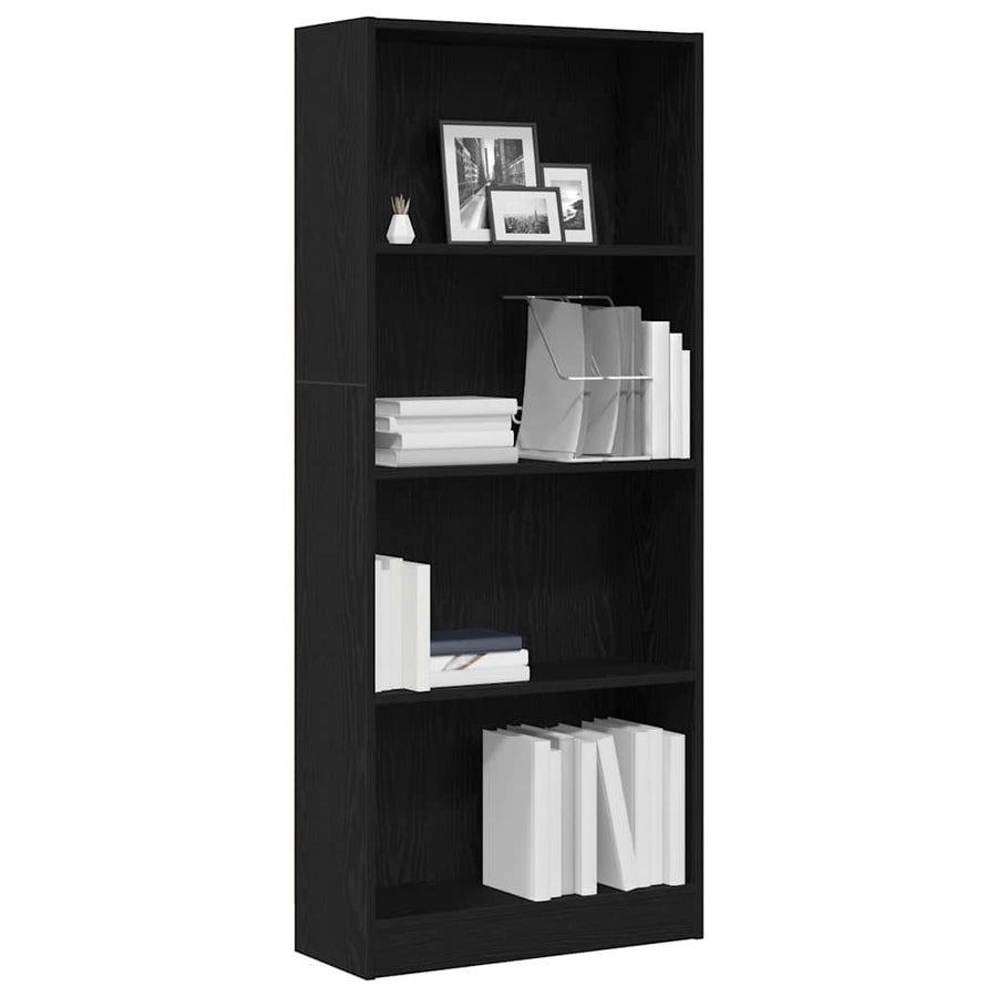 Boekenkast Zwart Eiken 60 x 24 x 143 cm Bewerkt hout