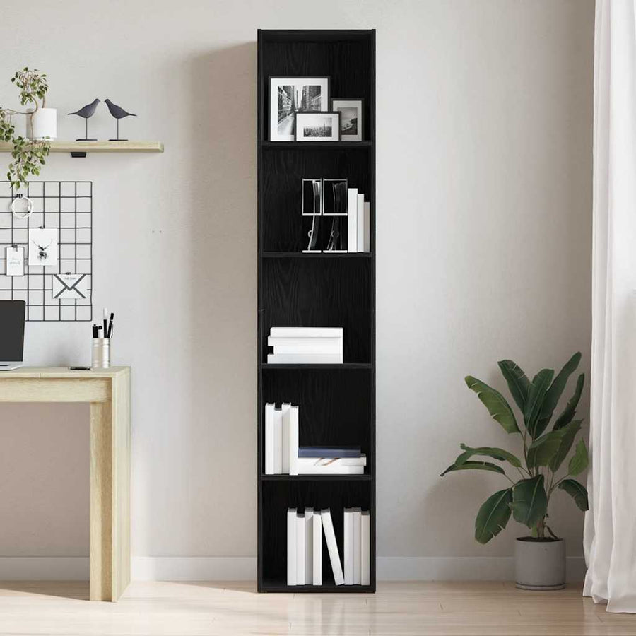 Boekenkast zwart eiken 40x30x189 cm bewerkt hout
