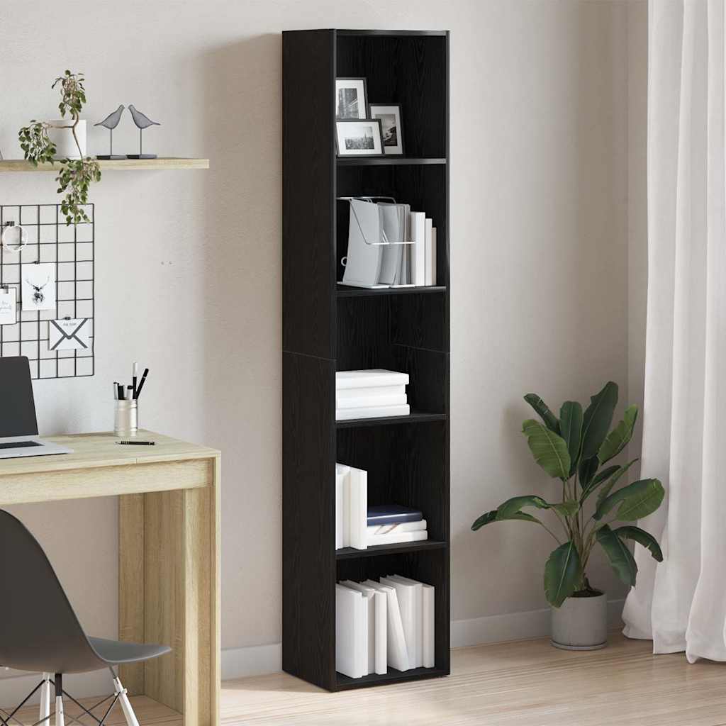 Boekenkast zwart eiken 40x30x189 cm bewerkt hout