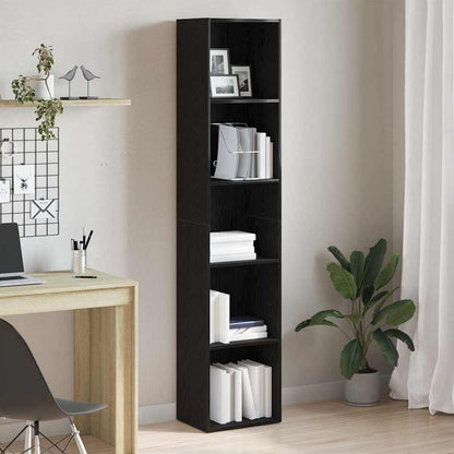 Boekenkast zwart eiken 40x30x189 cm bewerkt hout