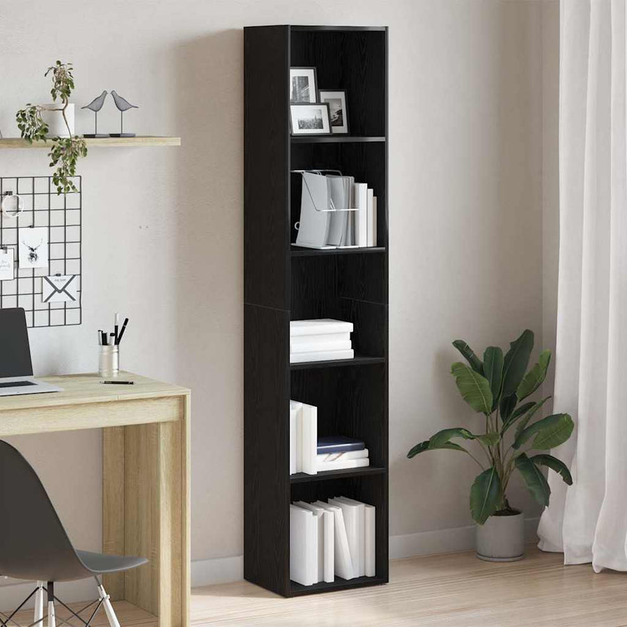 Boekenkast zwart eiken 40x30x189 cm bewerkt hout