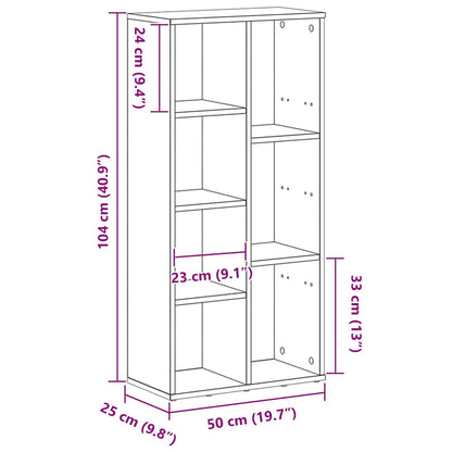 Boekenkast 50X25X104 Cm Bewerkt Hout Kleurig Zwart eiken