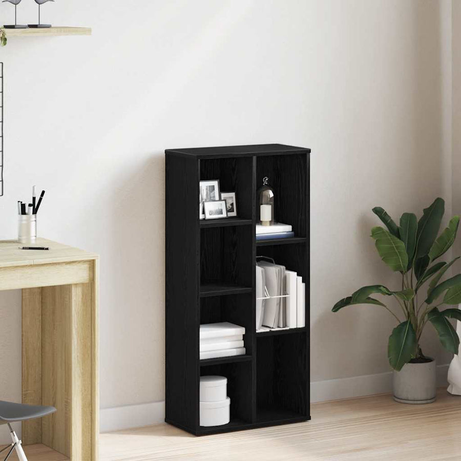 Boekenkast 50X25X104 Cm Bewerkt Hout Kleurig Zwart eiken