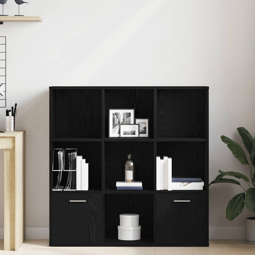 Boekenkast 98X29X97,5 Cm Bewerkt Hout Kleur Zwart eiken