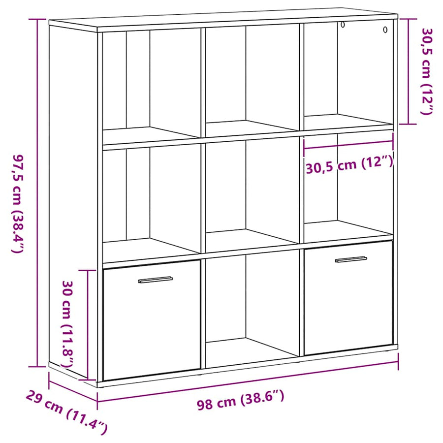 Boekenkast 98X29X97,5 Cm Bewerkt Hout Kleur Zwart eiken