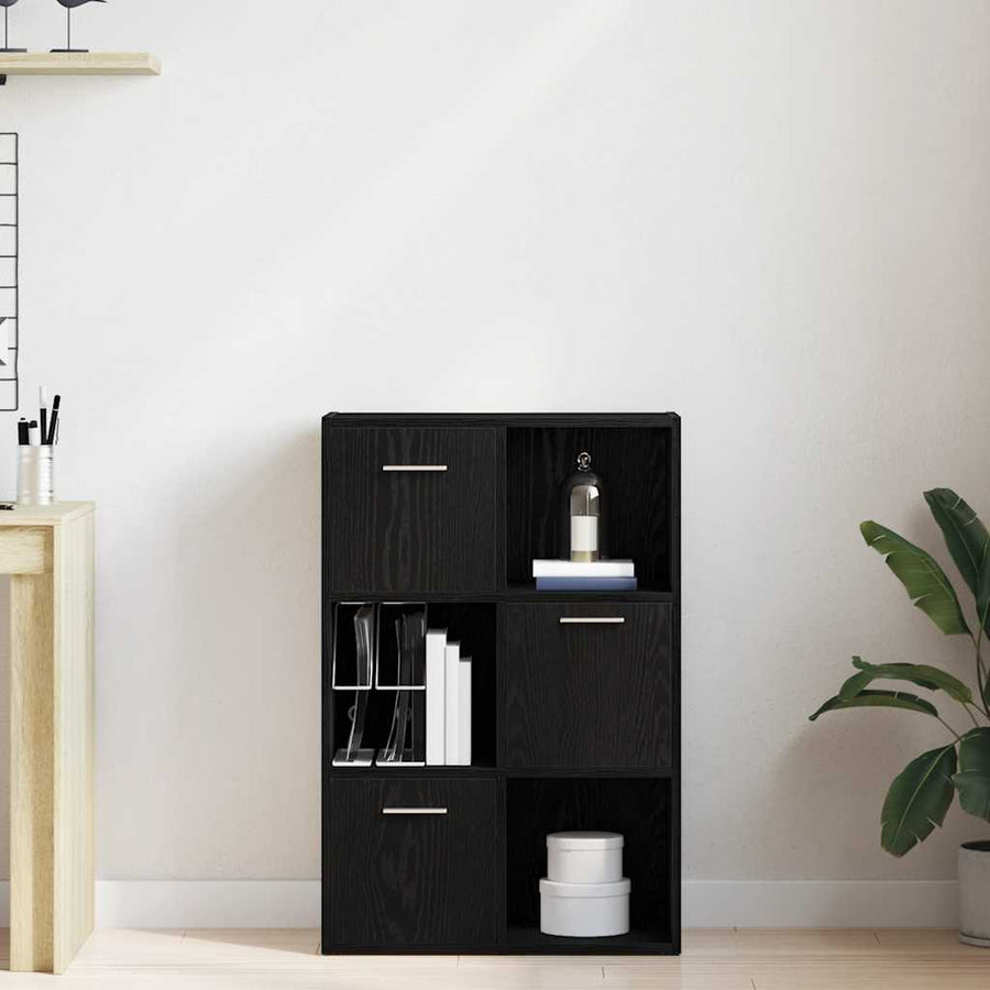 Boekenkast/kamerverdeler zwart eiken 60,5x30x90cm bewerkt hout