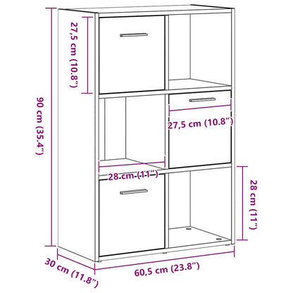 Boekenkast/kamerverdeler zwart eiken 60,5x30x90cm bewerkt hout