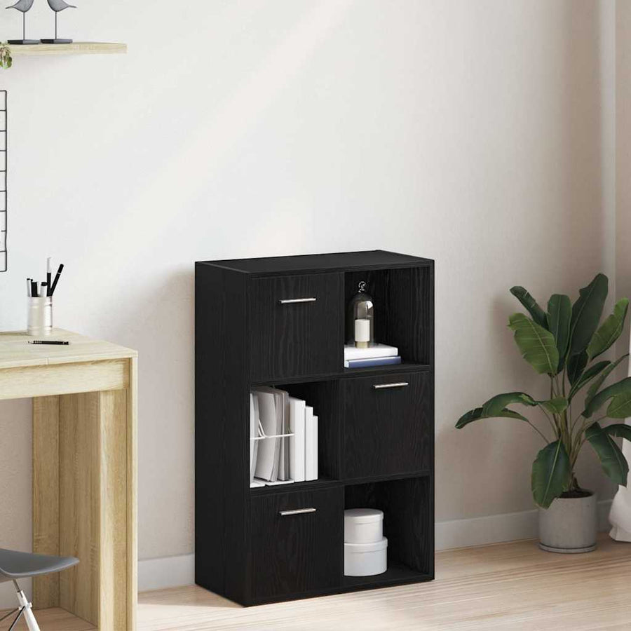 Boekenkast/kamerverdeler zwart eiken 60,5x30x90cm bewerkt hout