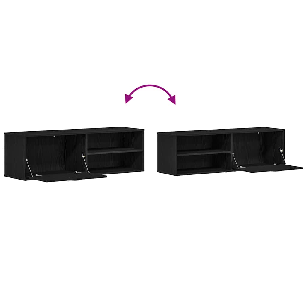 TV-meubel Zwart Eiken 120x34x37 cm Bewerkt Hout