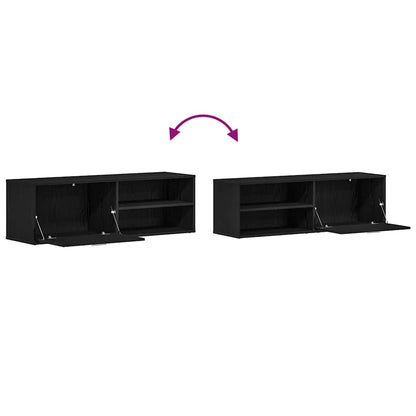 TV-meubel Zwart Eiken 120x34x37 cm Bewerkt Hout