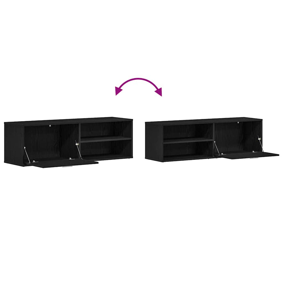 TV-meubel Zwart Eiken 120x34x37 cm Bewerkt Hout