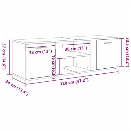 TV-meubel Zwart Eiken 120x34x37 cm Bewerkt Hout