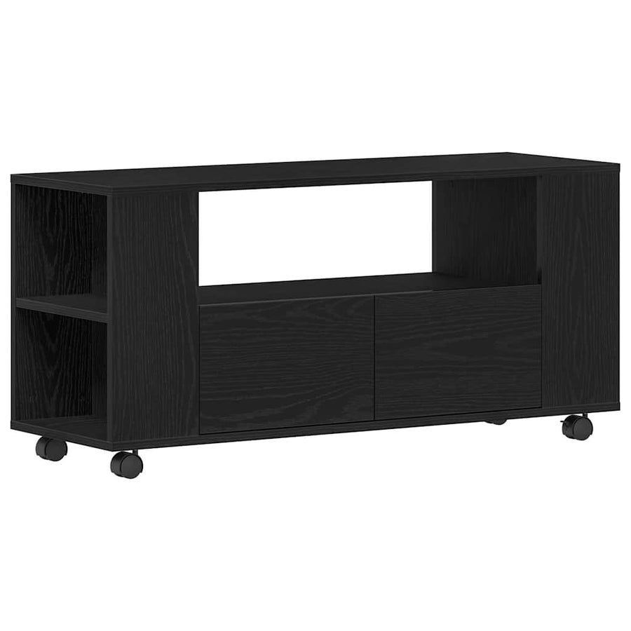 Tv-Meubel Wielen 102X34,5X43 Cm Spaanplaat Kleurig Zwart eiken