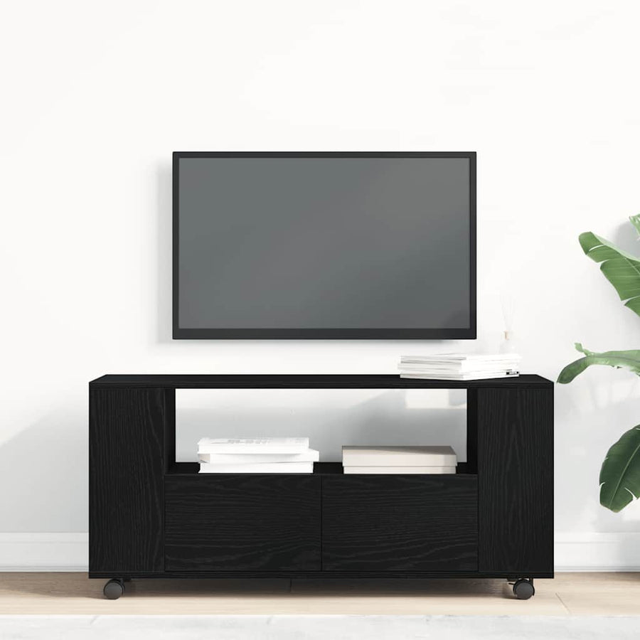 Tv-Meubel Wielen 102X34,5X43 Cm Spaanplaat Kleurig Zwart eiken