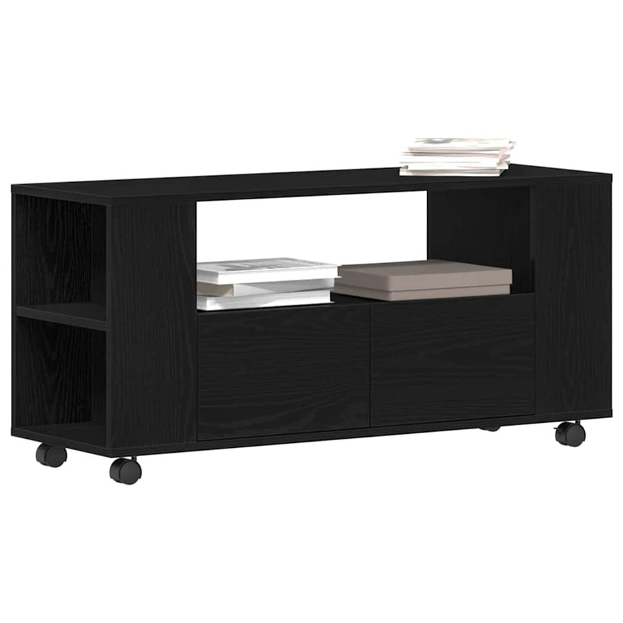 Tv-Meubel Wielen 102X34,5X43 Cm Spaanplaat Kleurig Zwart eiken