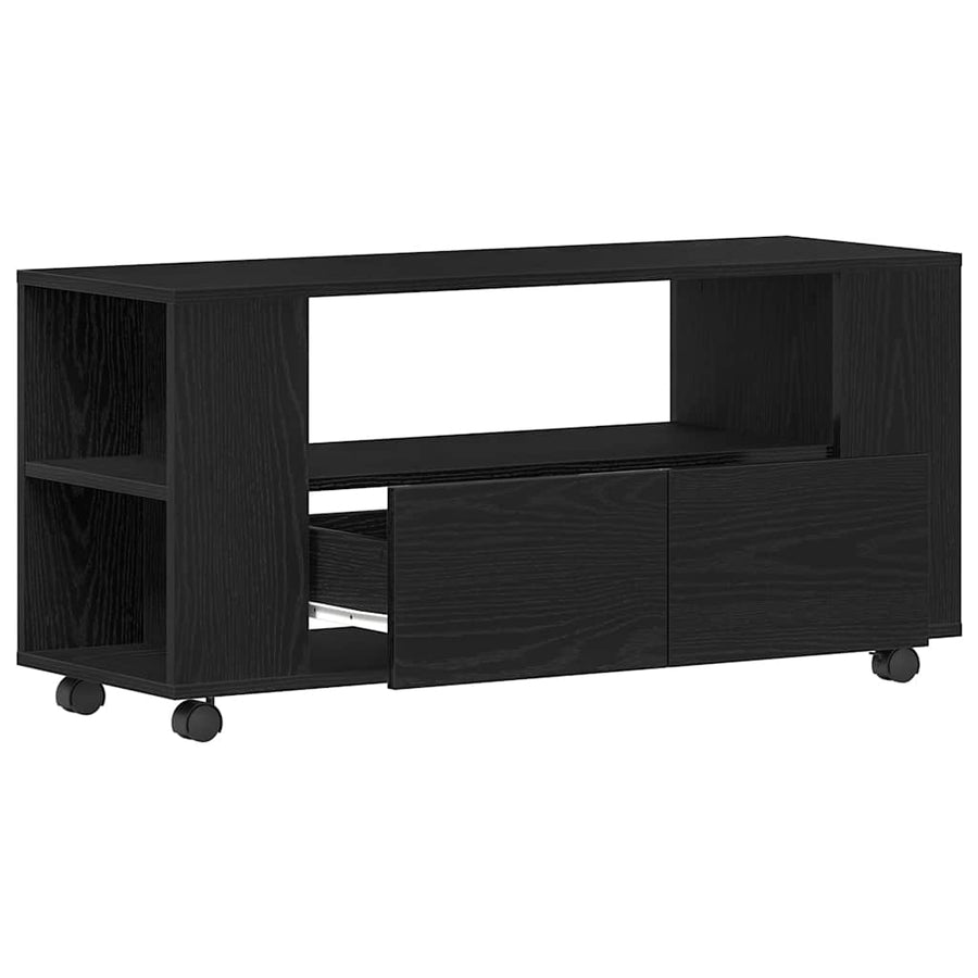 Tv-Meubel Wielen 102X34,5X43 Cm Spaanplaat Kleurig Zwart eiken