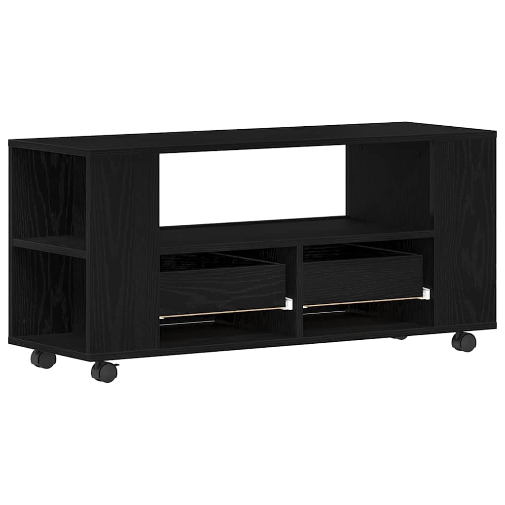 Tv-Meubel Wielen 102X34,5X43 Cm Spaanplaat Kleurig Zwart eiken