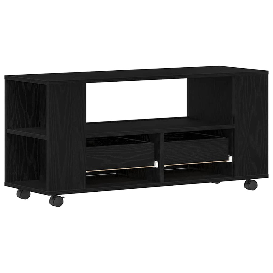Tv-Meubel Wielen 102X34,5X43 Cm Spaanplaat Kleurig Zwart eiken
