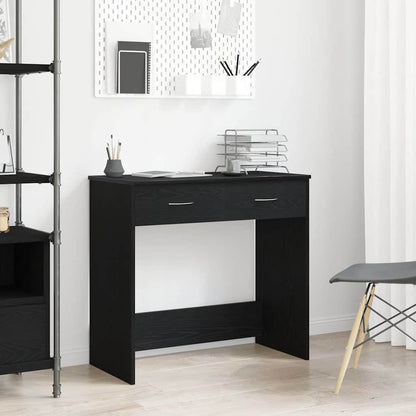 Bureau met lade Zwart Eiken 80 x 40 x 75 cm Bewerkt hout