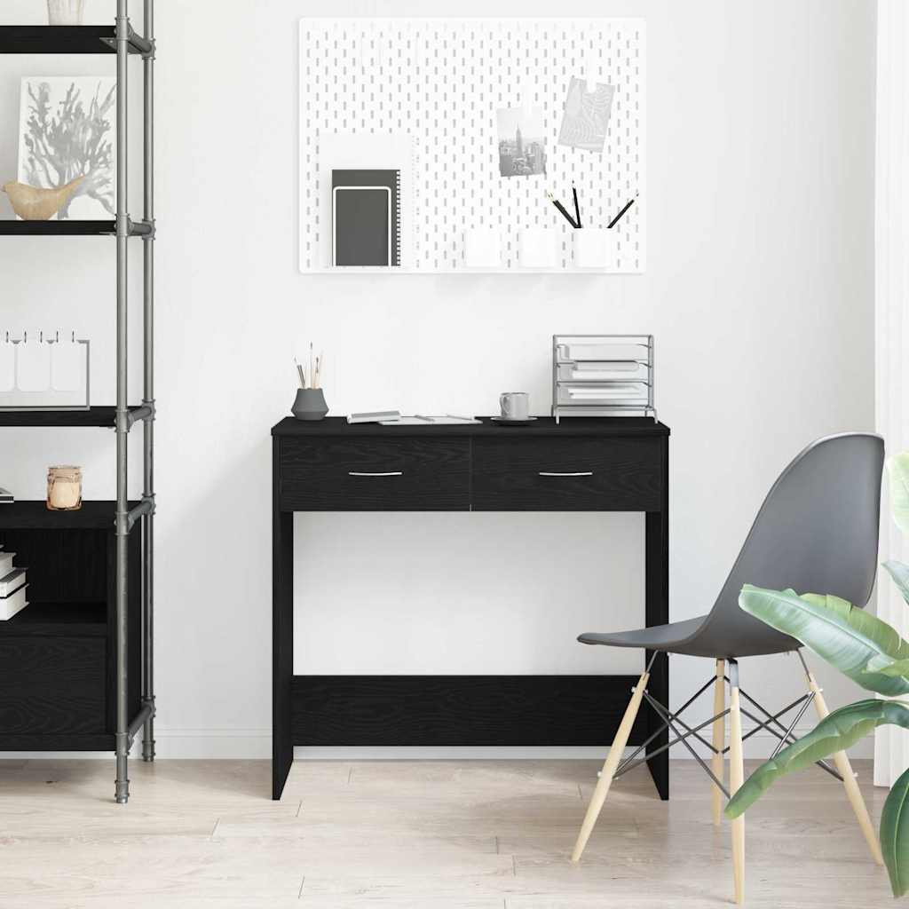 Bureau met lade Zwart Eiken 80 x 40 x 75 cm Bewerkt hout