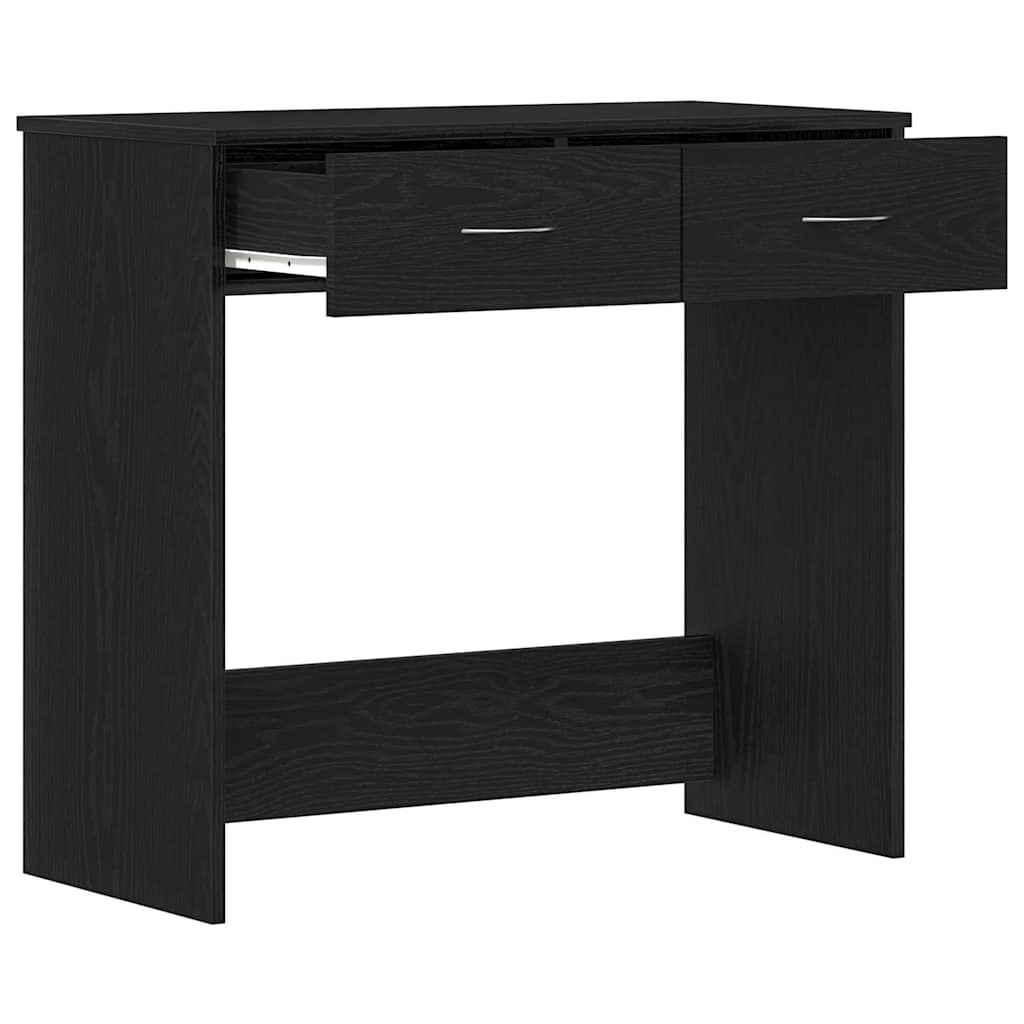 Bureau met lade Zwart Eiken 80 x 40 x 75 cm Bewerkt hout