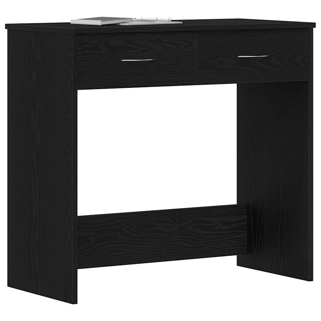 Bureau met lade Zwart Eiken 80 x 40 x 75 cm Bewerkt hout