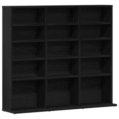CD-kast 100,5x23x89,5 cm bewerkt hout zwart eikenkleurig