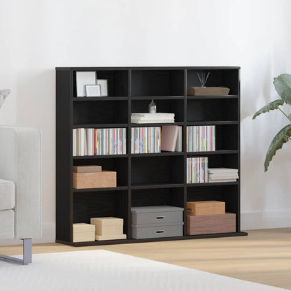CD-kast 100,5x23x89,5 cm bewerkt hout zwart eikenkleurig