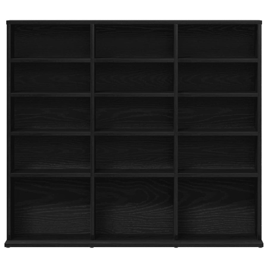 CD-kast 100,5x23x89,5 cm bewerkt hout zwart eikenkleurig
