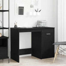 Bureau met opslag Zwart Eiken 100 x 50 x 76 cm Bewerkt hout