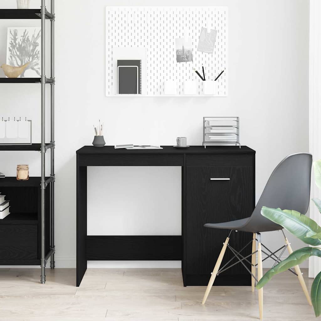 Bureau met opslag Zwart Eiken 100 x 50 x 76 cm Bewerkt hout