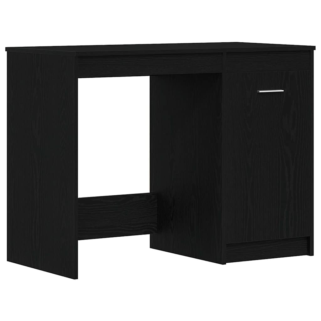 Bureau met opslag Zwart Eiken 100 x 50 x 76 cm Bewerkt hout