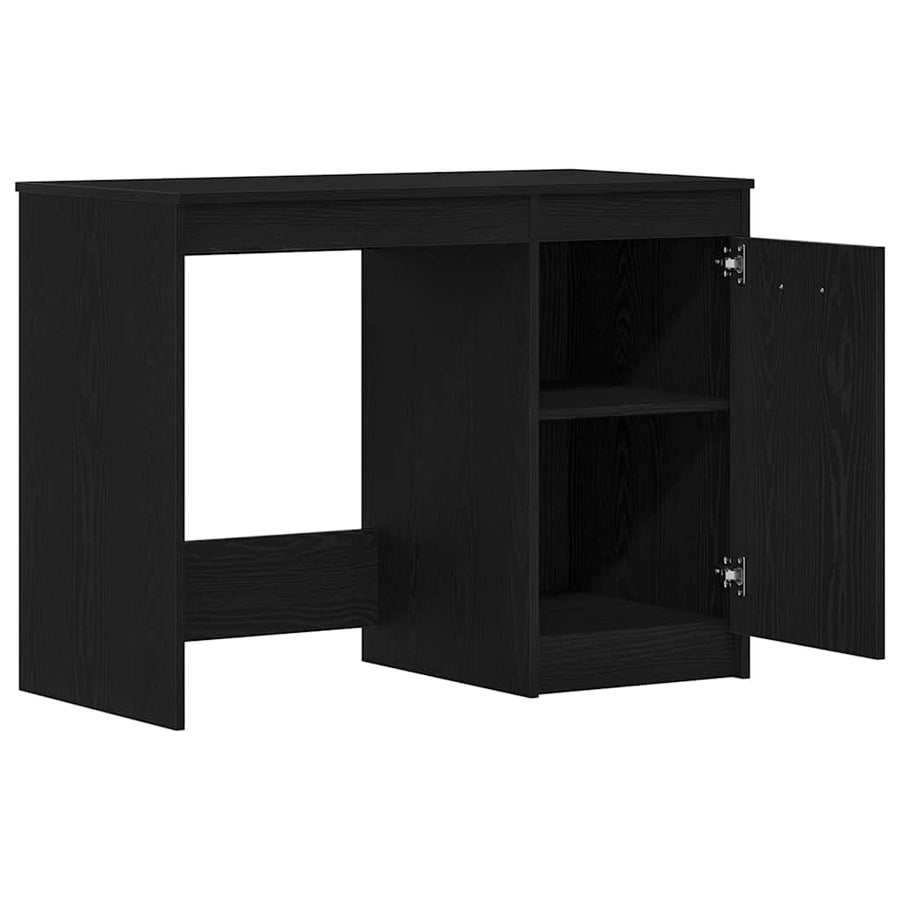 Bureau met opslag Zwart Eiken 100 x 50 x 76 cm Bewerkt hout