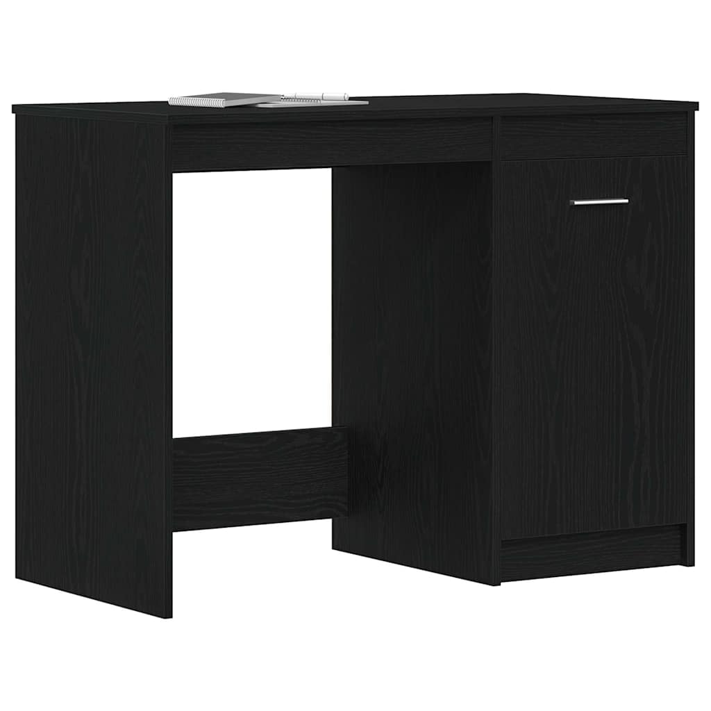 Bureau met opslag Zwart Eiken 100 x 50 x 76 cm Bewerkt hout