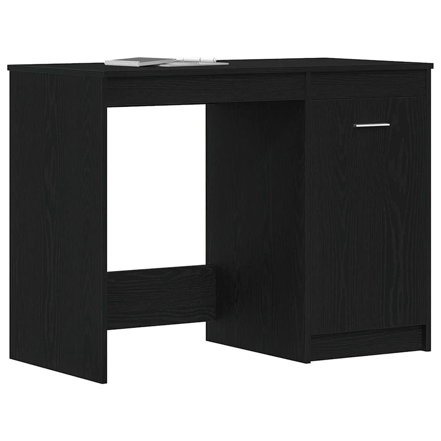 Bureau met opslag Zwart Eiken 100 x 50 x 76 cm Bewerkt hout