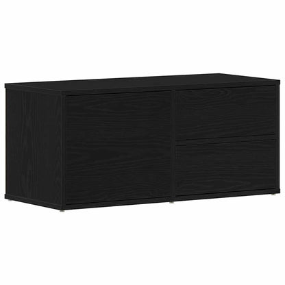 TV-kast met lade Zwart Eiken 80 x 34 x 36 cm Bewerkt hout
