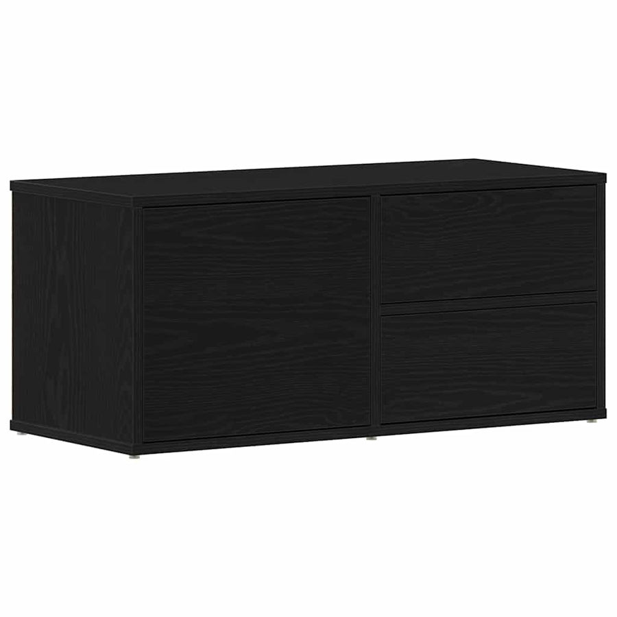 TV-kast met lade Zwart Eiken 80 x 34 x 36 cm Bewerkt hout