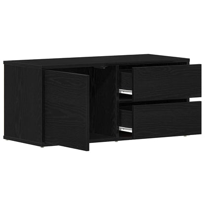 TV-kast met lade Zwart Eiken 80 x 34 x 36 cm Bewerkt hout