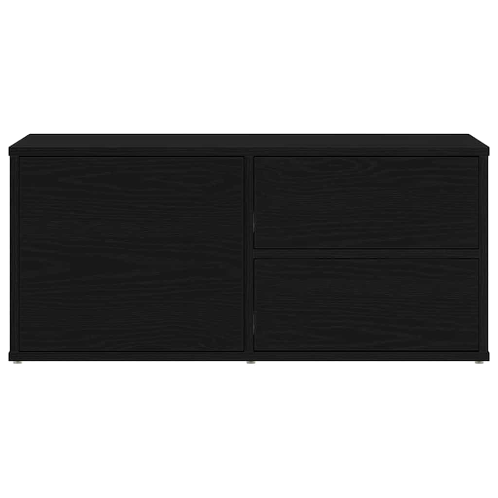 TV-kast met lade Zwart Eiken 80 x 34 x 36 cm Bewerkt hout
