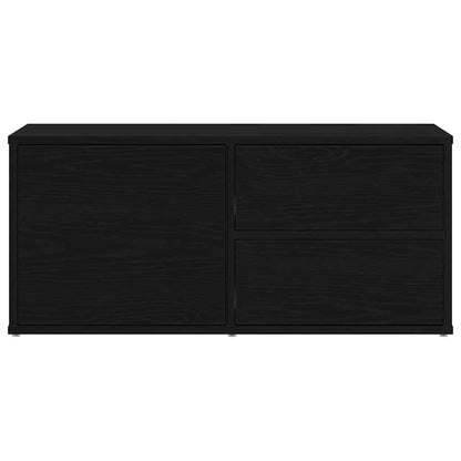 TV-kast met lade Zwart Eiken 80 x 34 x 36 cm Bewerkt hout