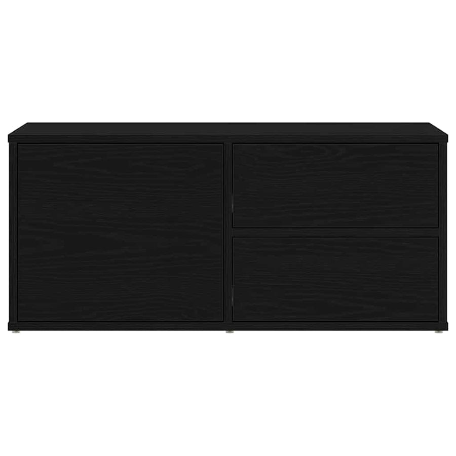 TV-kast met lade Zwart Eiken 80 x 34 x 36 cm Bewerkt hout