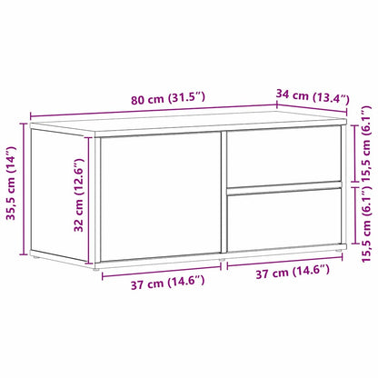 TV-kast met lade Zwart Eiken 80 x 34 x 36 cm Bewerkt hout