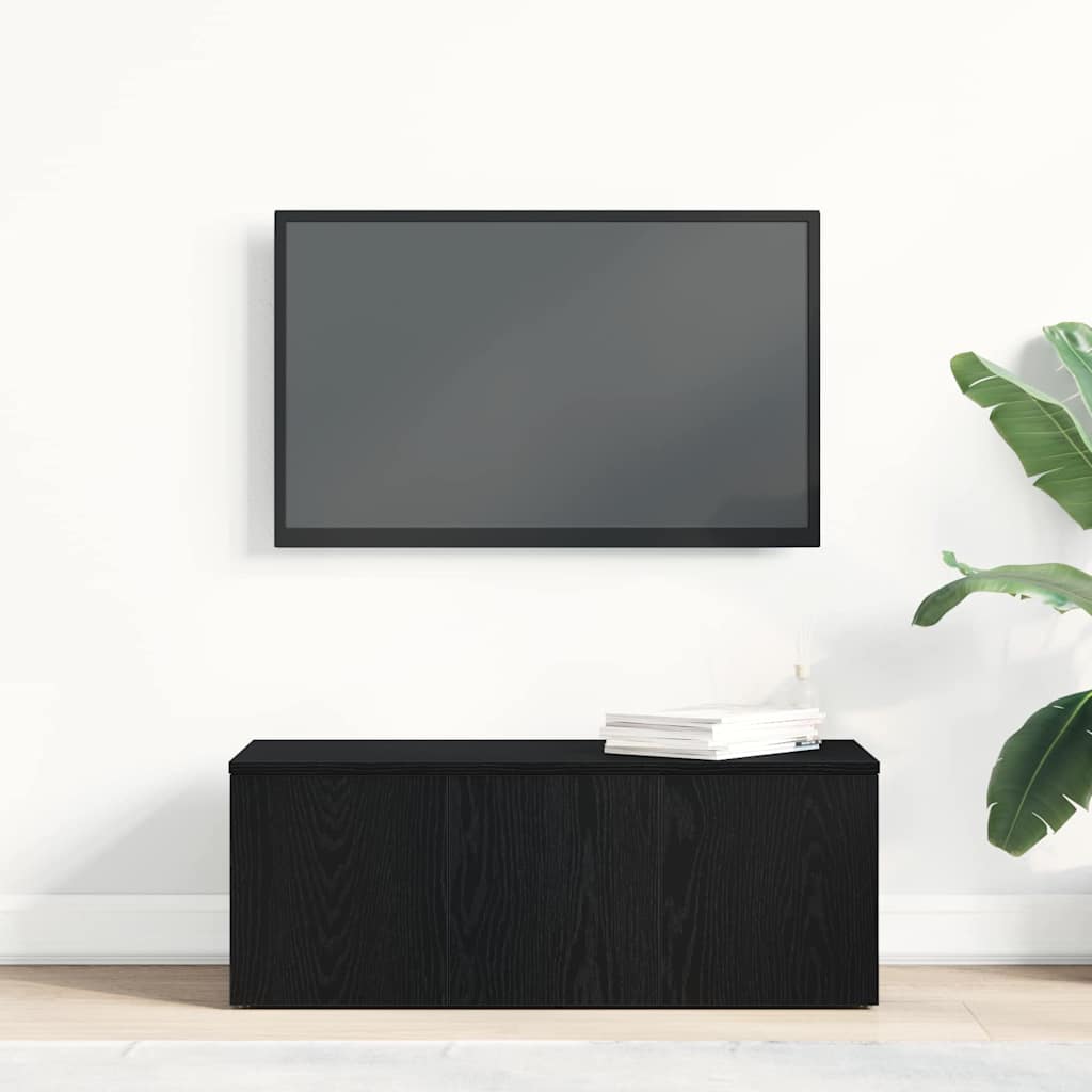 TV-kast met lade Zwart Eiken 80x34x30 cm Bewerkt hout